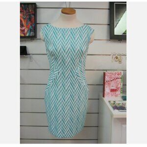 Eva Franco Turquoise and White pinwheel dress